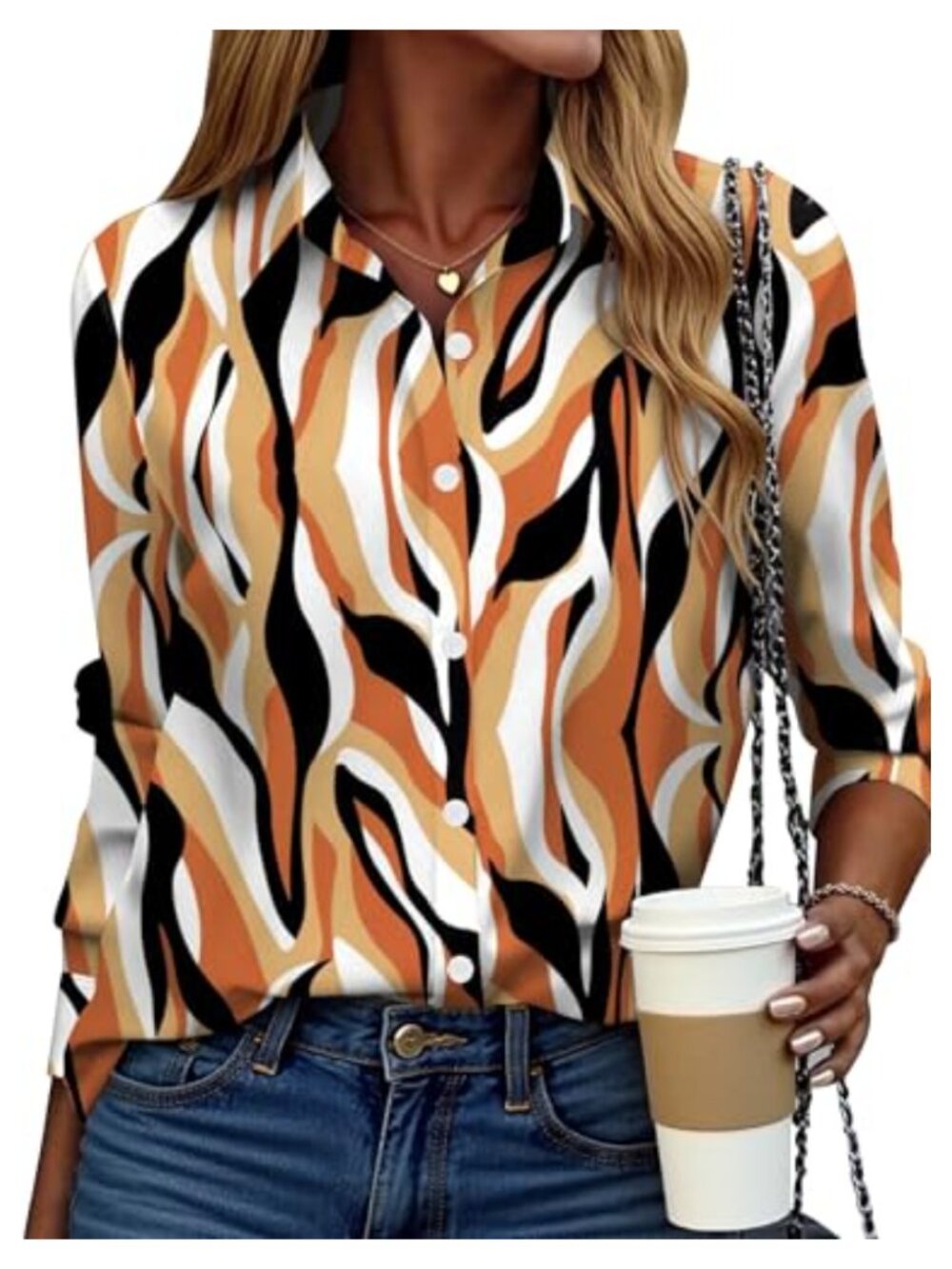 Zeagoo Women's Button Down Shirt Long Sleeve Floral Blouse Business Casual